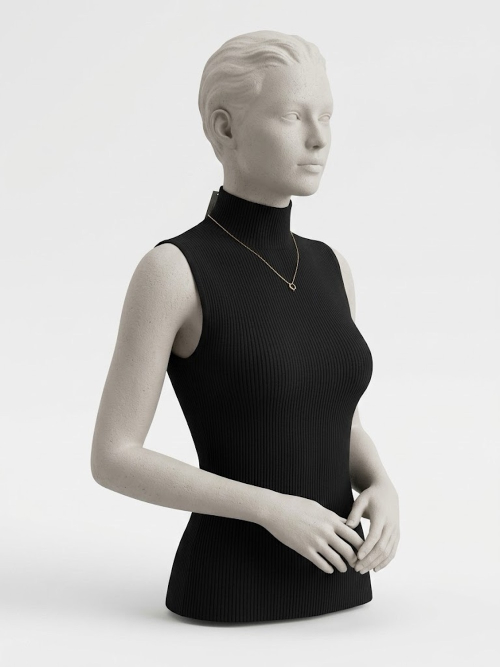 Truth Black Ribbed Mock Neck Sleeveless Top